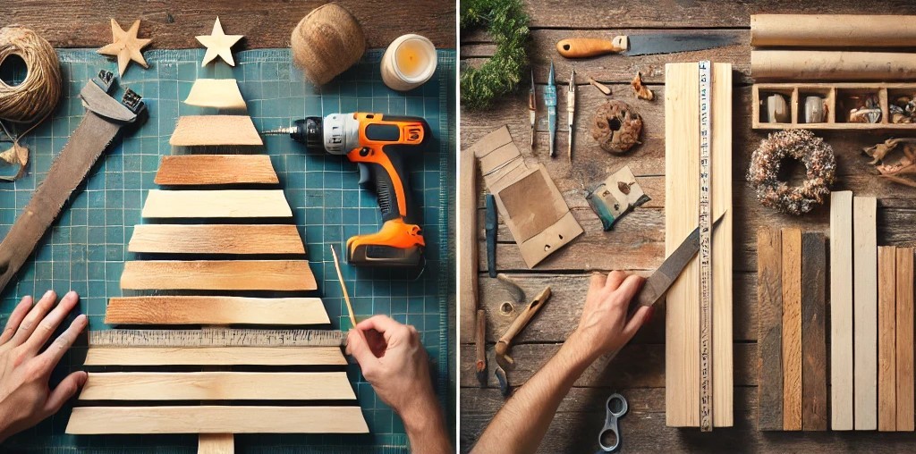 Beautifully handcrafted wood Christmas tree DIY project for holiday decor