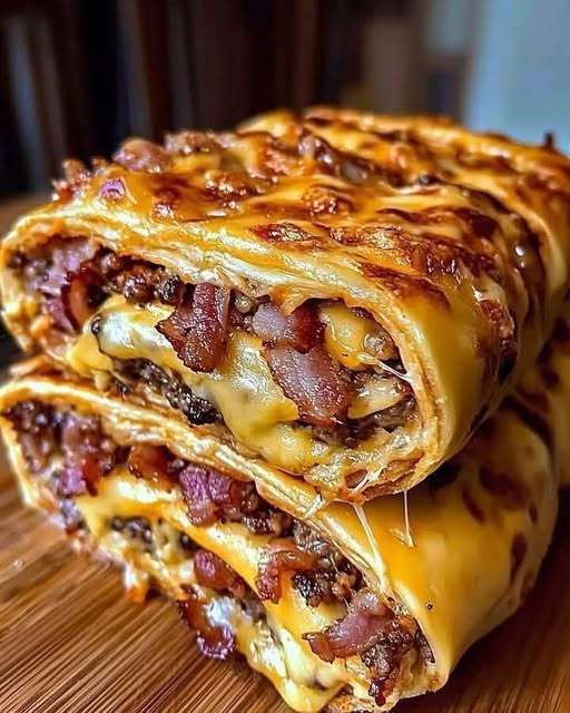 garlic butter bacon cheeseburger rollups