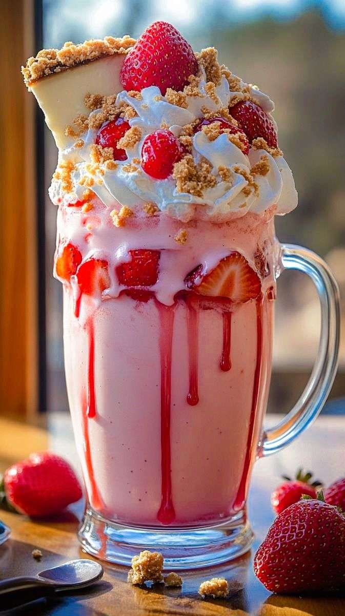 summer strawberry cheesecake shake