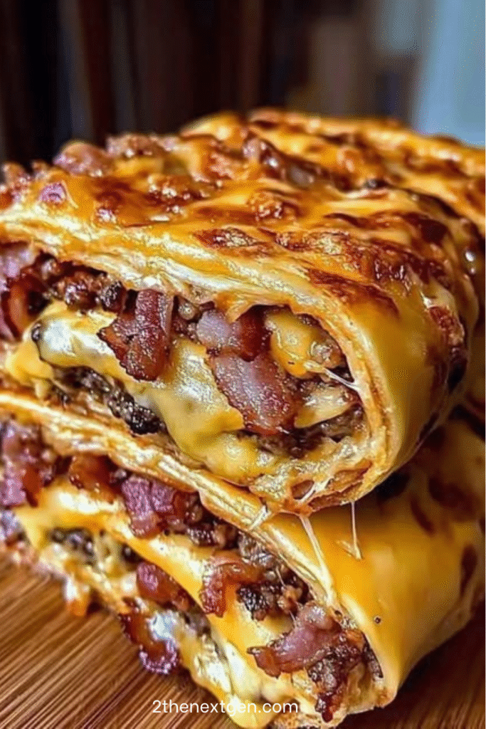 garlic butter bacon cheeseburger rollups