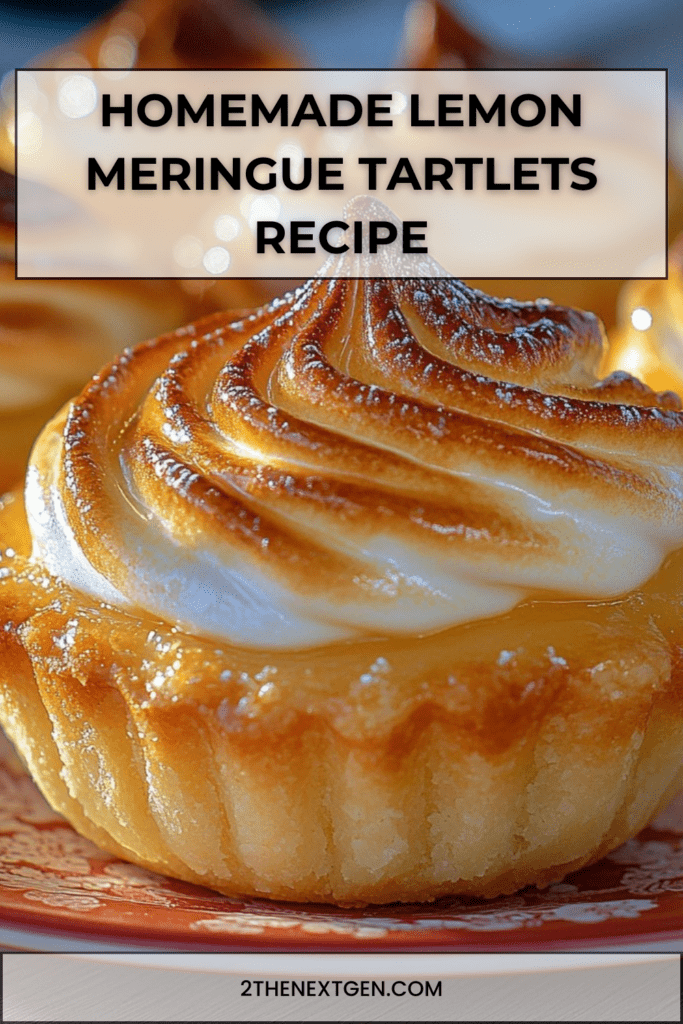 Homemade lemon meringue tartlets with golden toasted meringue and glossy lemon filling in buttery pastry shells