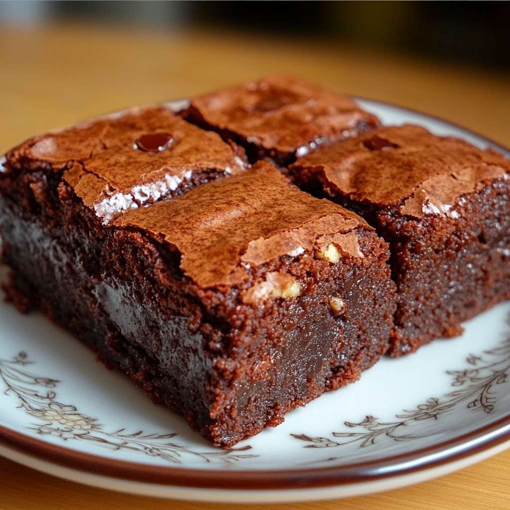 Chocolate brownie with runny center cut into squares, rich dark chocolate texture with gooey molten center flowing from the middle, topped with crushed walnuts on parchment paper