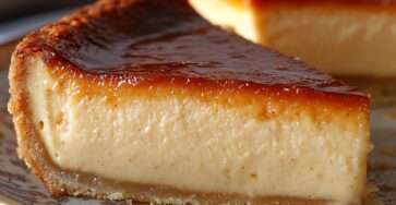 Ultra-creamy vanilla custard tart with a golden caramelized top and smooth vanilla filling baked in a shortcrust pastry