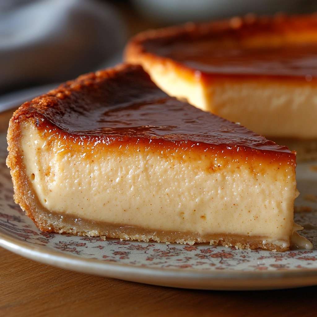 Ultra-creamy vanilla custard tart with a golden caramelized top and smooth vanilla filling baked in a shortcrust pastry