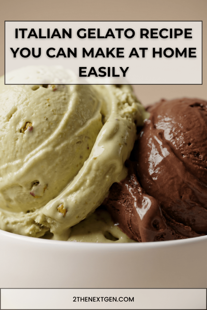 Italian gelato recipe served in a bowl with creamy homemade ice cream scoops and smooth dense texture