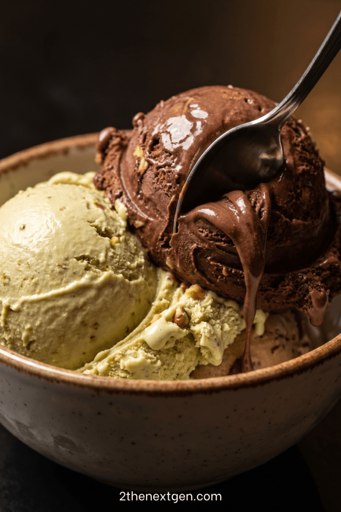 Italian gelato recipe served in a bowl with creamy homemade ice cream scoops and smooth dense texture
