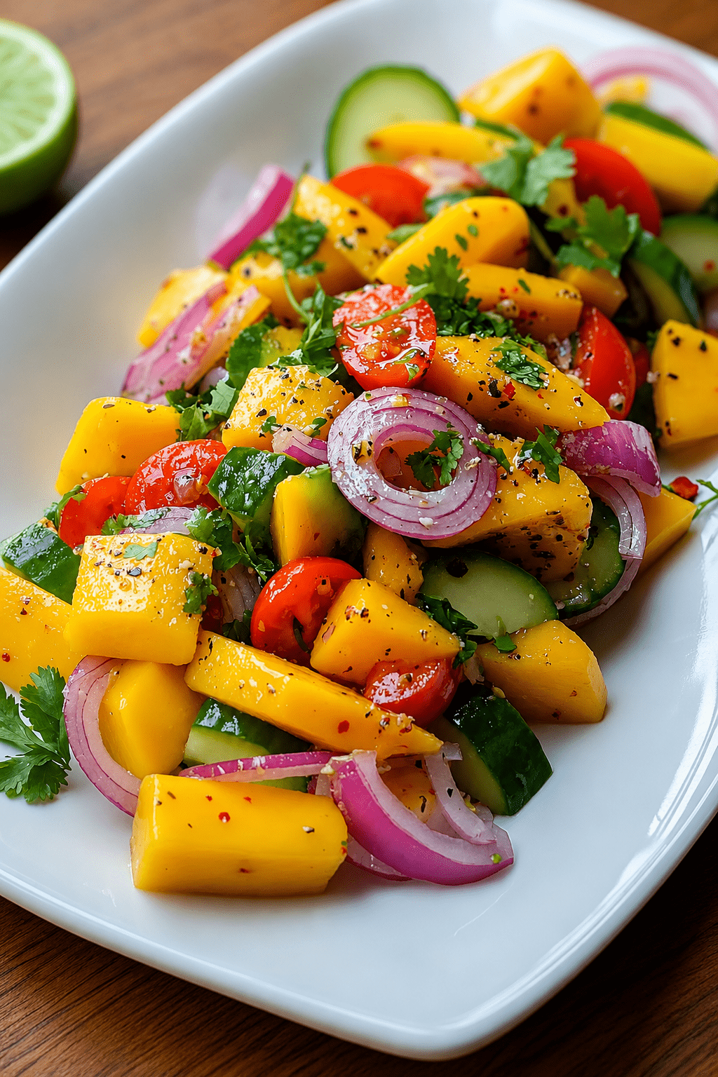 Fresh Mango Cucumber Tomato Salad Recipe