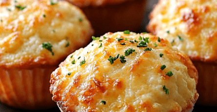 Golden cheesy savory muffins served warm with melted mozzarella, cheddar, parmesan, fresh parsley, chives, and a soft fluffy crumb inside.