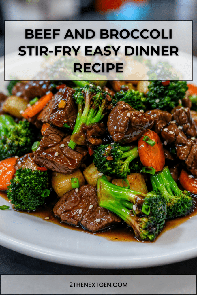 A hot beef and broccoli stir-fry served in a bowl with tender sliced beef, bright green broccoli florets, carrots, onion, glossy soy oyster sauce, sesame seeds, and chopped green onions.