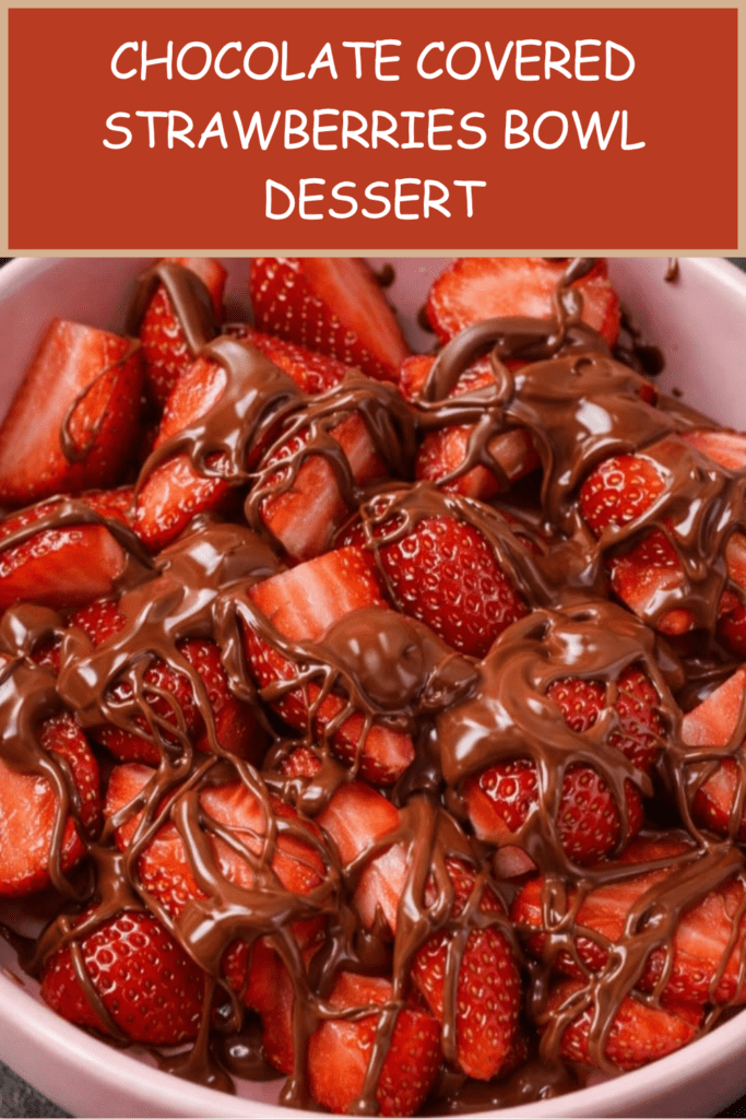 Chocolate covered strawberries bowl with fresh sliced strawberries drizzled with melted chocolate, topped with chopped nuts, coconut, biscuit crumbs, and white chocolate drizzle.